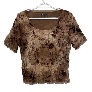 Panilli Y2K Top Velvet Burnout Nylon Fairy Grunge Forest Size L Short Sleeve